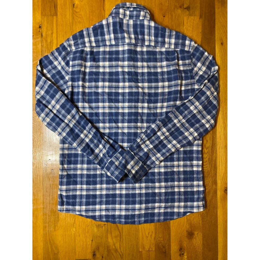 Faherty Shirt Mens Medium Button Up Flannel Blue Plaid Long Sleeve Casual Preppy - Picture 8 of 8